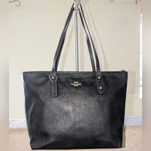 Coach City Zip Tote Black Leather Bag